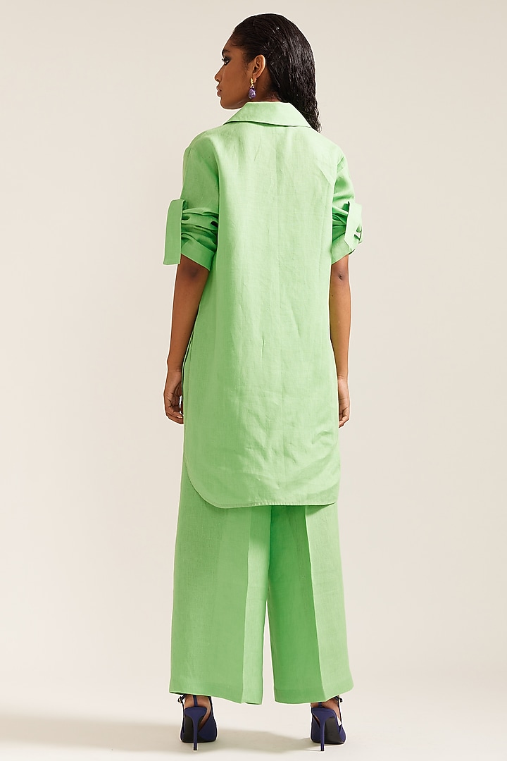 Mint Green Linen Co-Ord Set by Mini Sondhi at Pernia's Pop Up Shop