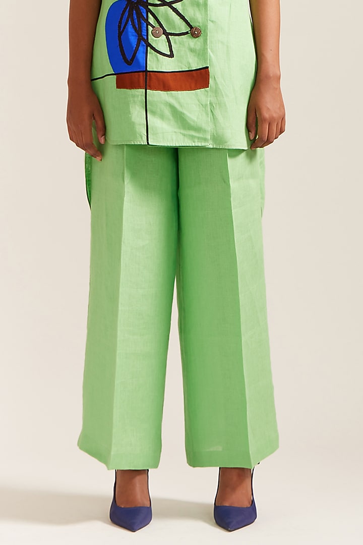 Mint Green Linen Co-Ord Set by Mini Sondhi at Pernia's Pop Up Shop