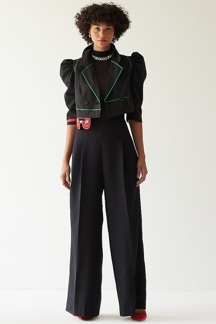 Black Crepe Co-Ord Set by Mini Sondhi at Pernia's Pop Up Shop