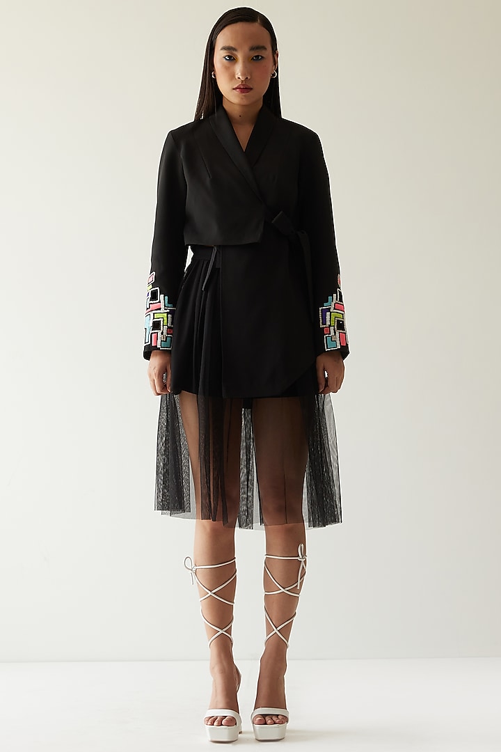 Black Skirt Set In Tulle by Mini Sondhi at Pernia's Pop Up Shop