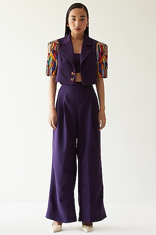 Purple Paint Stain Co-Ord Set by Mini Sondhi