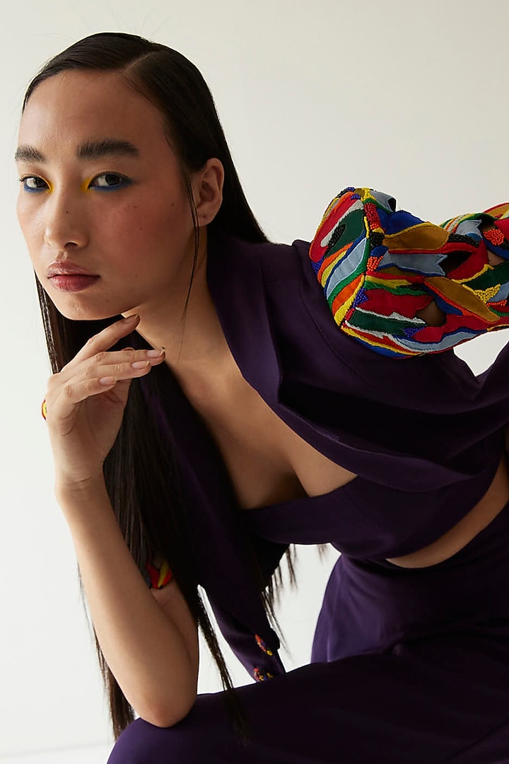 Purple Paint Stain Co-Ord Set by Mini Sondhi at Pernia's Pop Up Shop