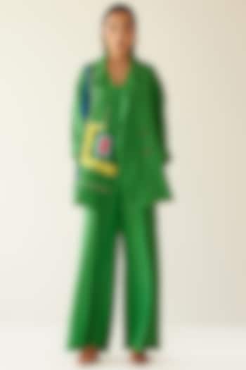 Green Linen Oversized Co-Ord Set by Mini Sondhi