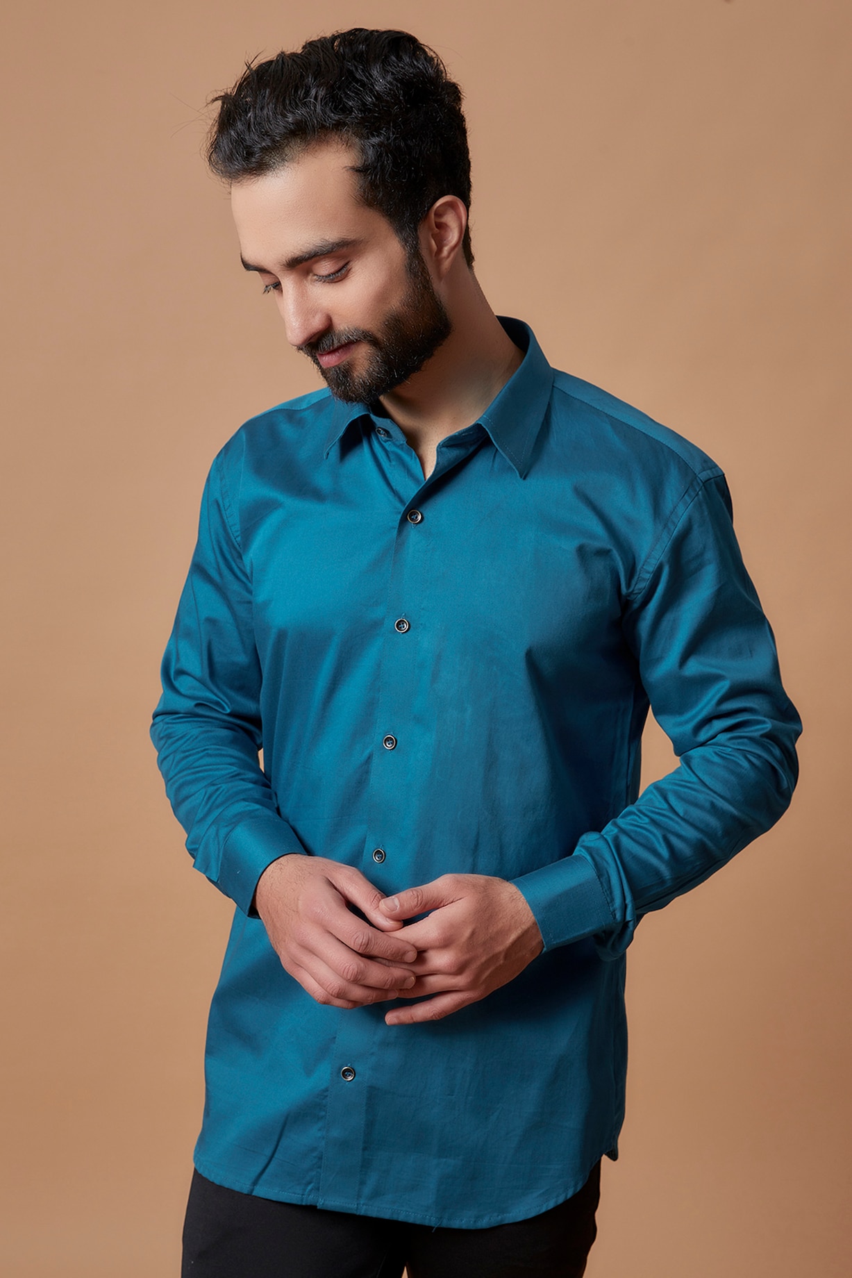 Blue Cotton Satin Hand Embroidered Shirt Design by MR. SHAH LABEL at Pernia's  Pop Up Shop 2024