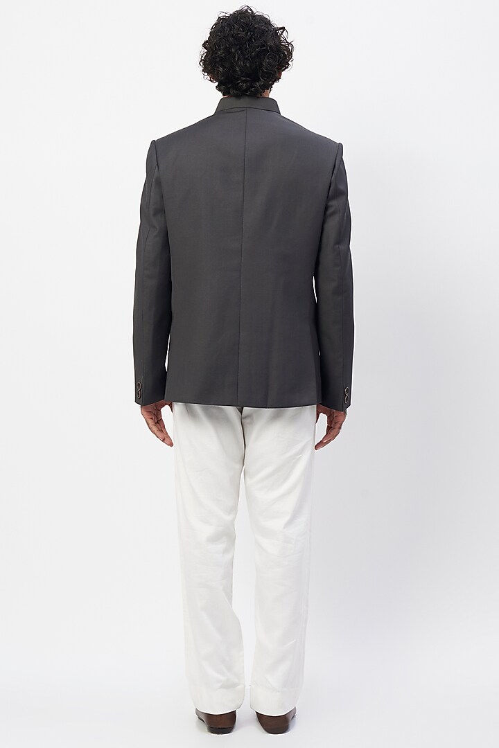 Grey Terry Wool Jodhpuri Jacket Set by MR. SHAH LABEL at Pernia's Pop Up Shop