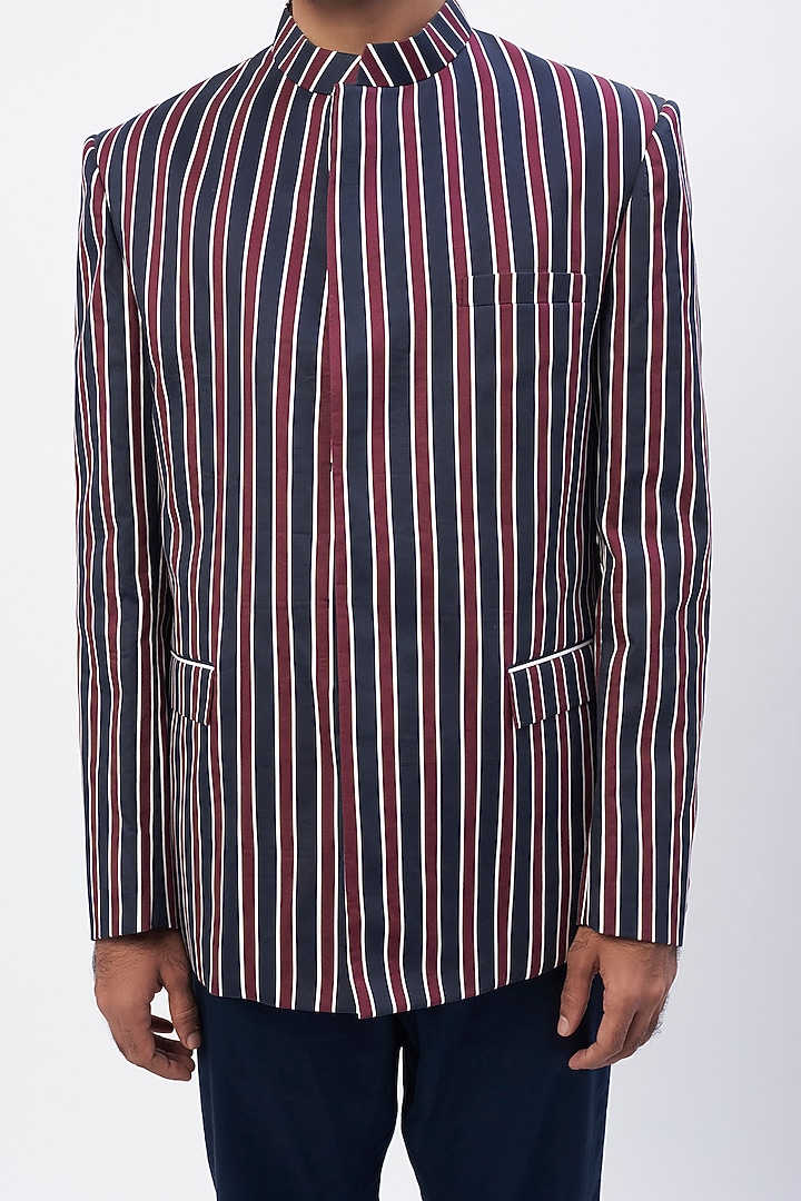 Maroon Printed Jodhpuri Jacket Set by MR. SHAH LABEL at Pernia's Pop Up Shop