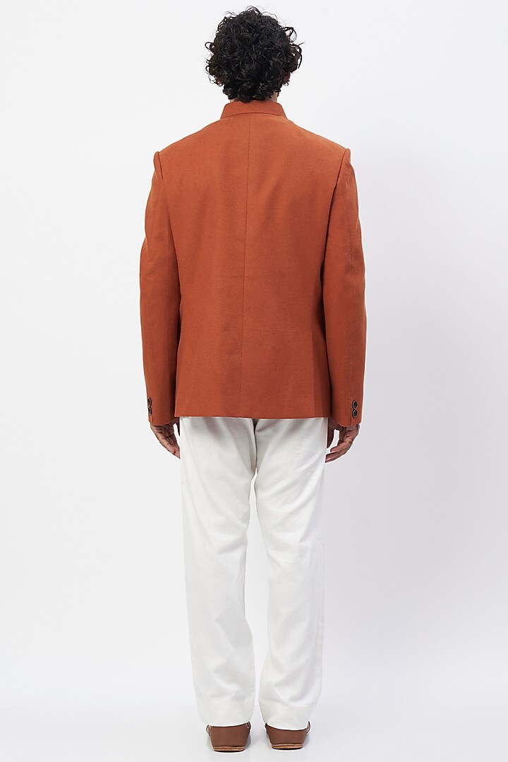 Rust Terry Wool Jodhpuri Jacket Set by MR. SHAH LABEL at Pernia's Pop Up Shop