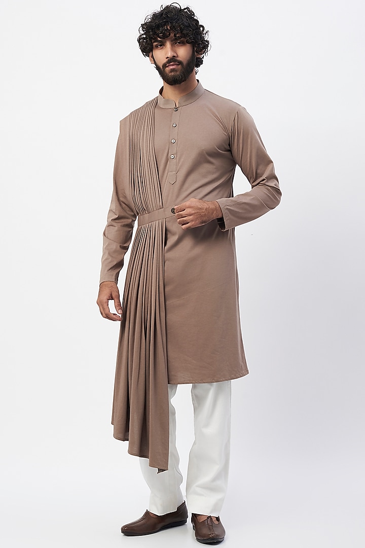 Muddy Brown Cotton Kurta Set by MR. SHAH LABEL