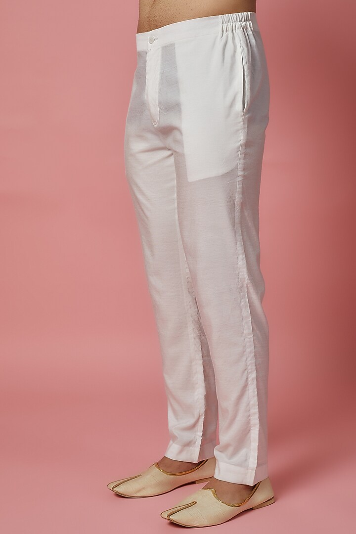 Light Grey Raw Silk Pearl Hand Embroidered Groom Sherwani Set by MR. SHAH LABEL at Pernia's Pop Up Shop