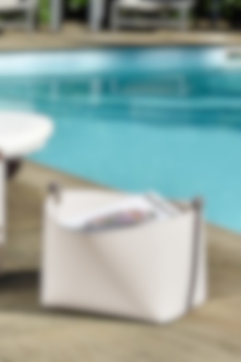 Cream Regenerated Leather Basket by Maison Sia at Pernia's Pop Up Shop