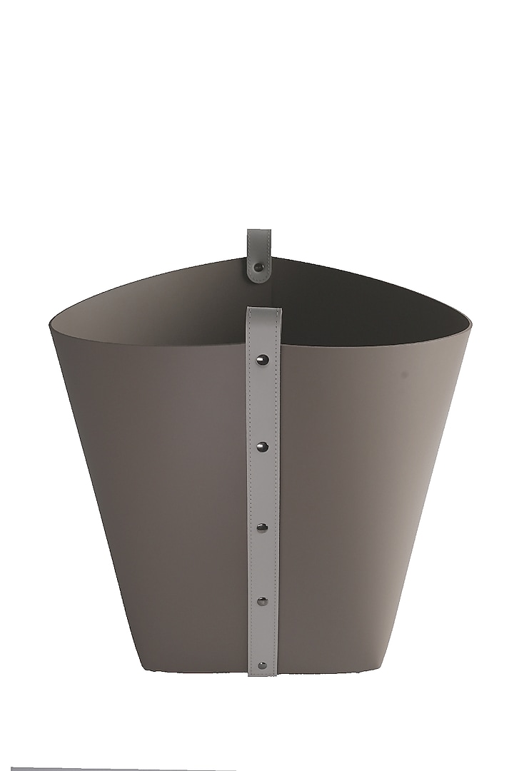 Taupe Regenerated Leather Basket by Maison Sia at Pernia's Pop Up Shop