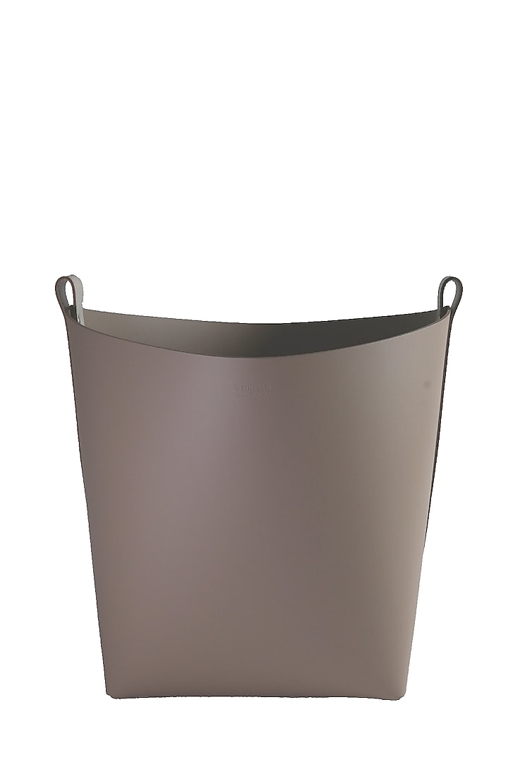 Taupe Regenerated Leather Basket by Maison Sia at Pernia's Pop Up Shop
