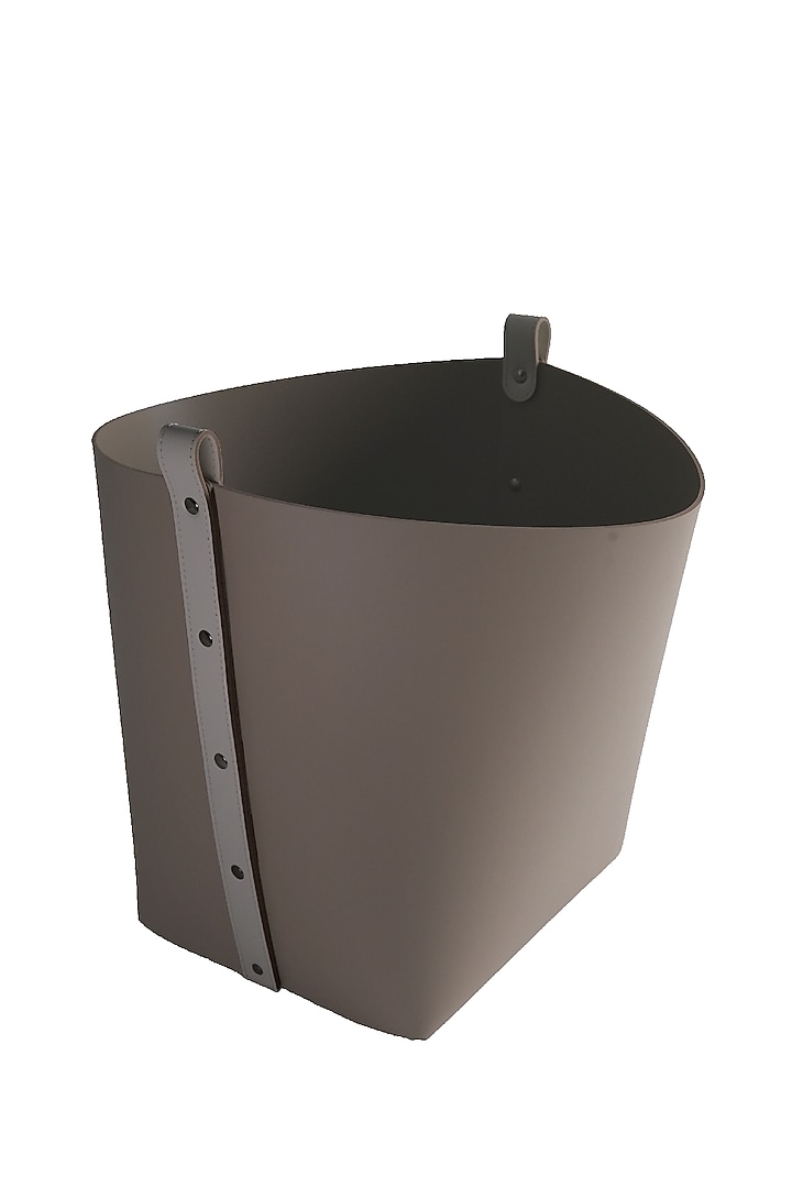 Taupe Regenerated Leather Basket by Maison Sia at Pernia's Pop Up Shop