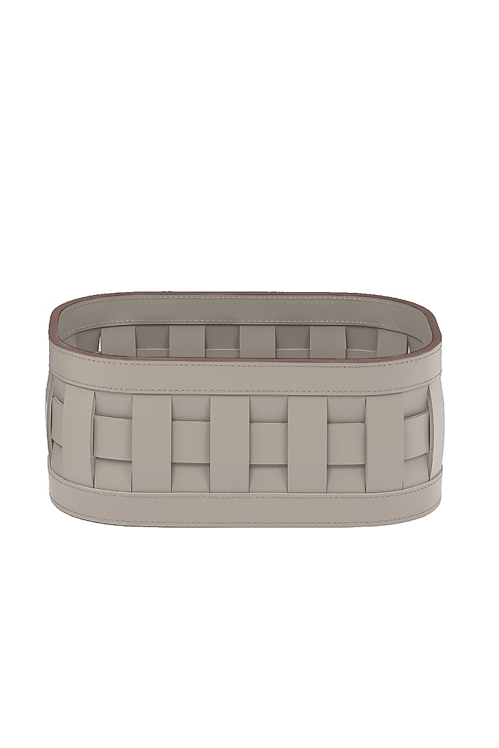 Cream Woven Leather Rectangular Organiser by Maison Sia at Pernia's Pop Up Shop