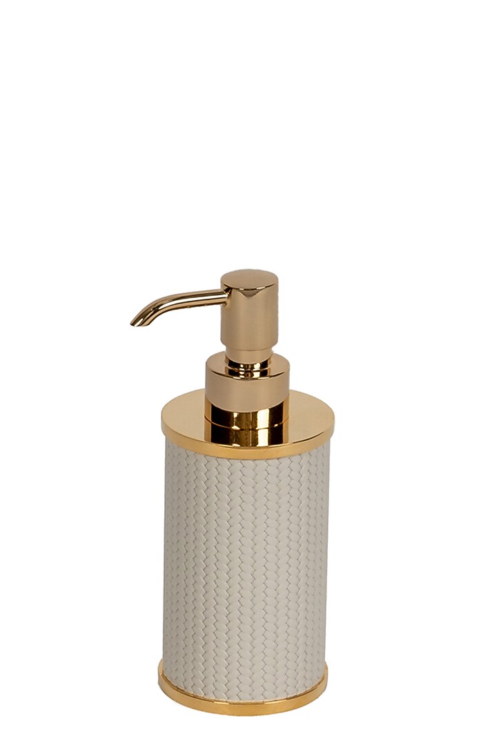 Cream Woven Leather Bathroom Essentials by Maison Sia at Pernia's Pop Up Shop