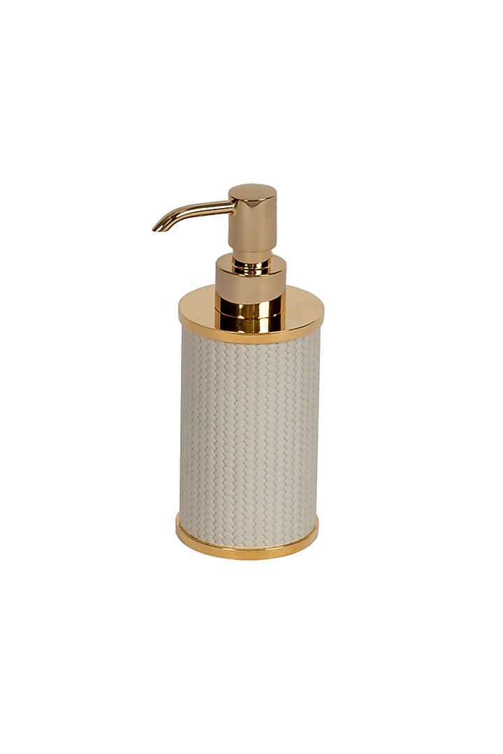 Cream Woven Leather Bathroom Essentials by Maison Sia at Pernia's Pop Up Shop