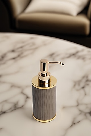 Taupe Woven Leather Bathroom Essentials by Maison Sia