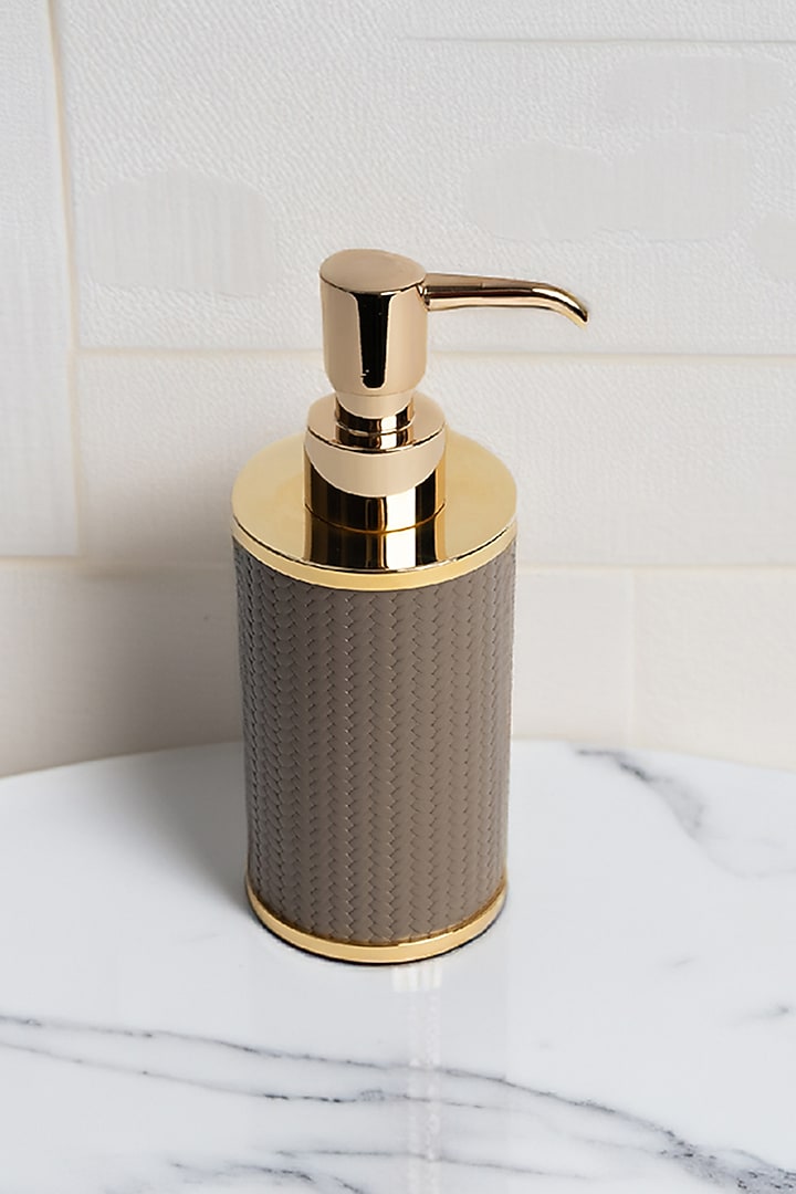 Taupe Woven Leather Bathroom Essentials by Maison Sia at Pernia's Pop Up Shop