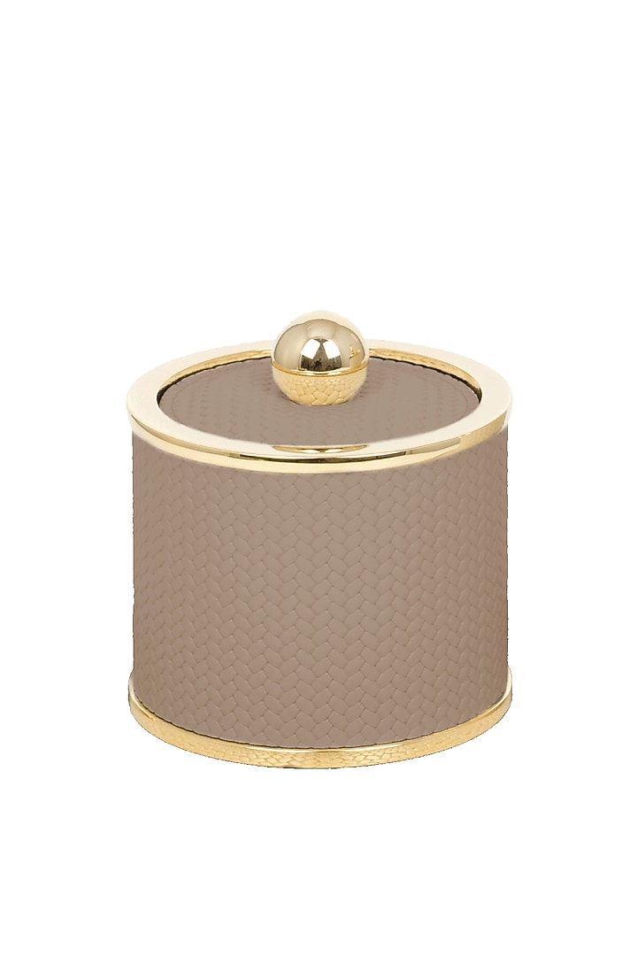 Taupe Woven Leather Rectangular Box by Maison Sia at Pernia's Pop Up Shop