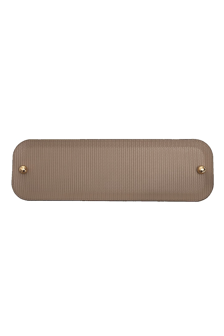 Taupe Woven Leather Tray by Maison Sia at Pernia's Pop Up Shop