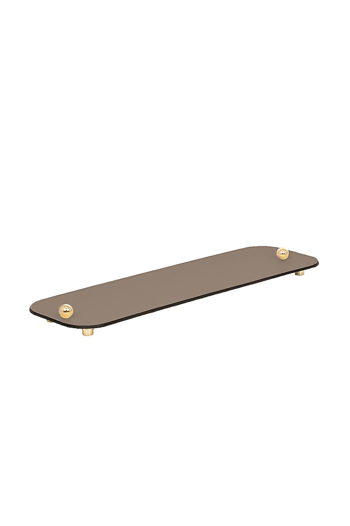 Taupe Woven Leather Tray by Maison Sia at Pernia's Pop Up Shop
