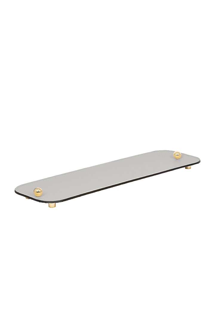 Light Grey Woven Leather Tray by Maison Sia at Pernia's Pop Up Shop