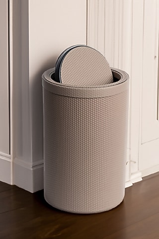 Dove Woven Leather Bin by Maison Sia
