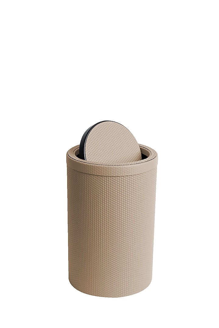 Light Grey Woven Leather Bin by Maison Sia at Pernia's Pop Up Shop