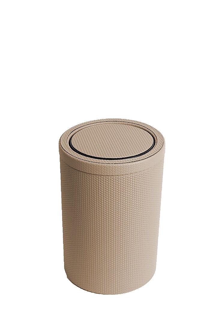 Light Grey Woven Leather Bin by Maison Sia at Pernia's Pop Up Shop