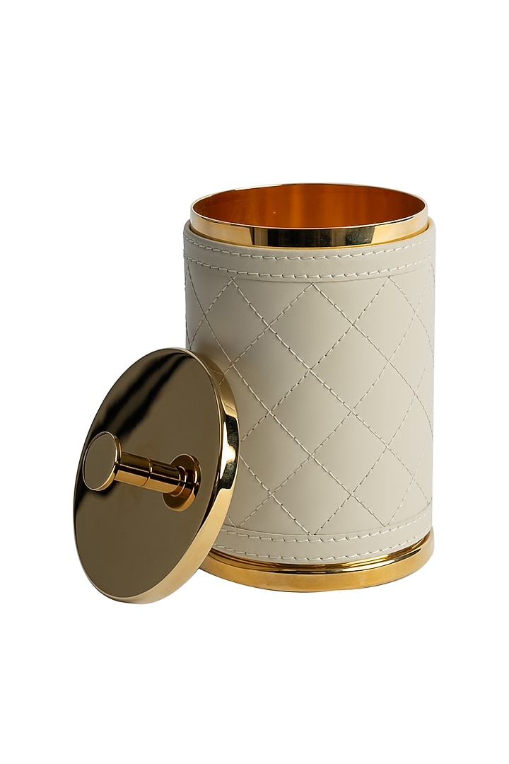 Ivory Woven Leather Box by Maison Sia at Pernia's Pop Up Shop