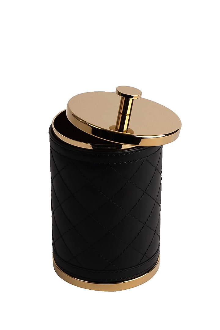 Black Woven Leather Box by Maison Sia at Pernia's Pop Up Shop