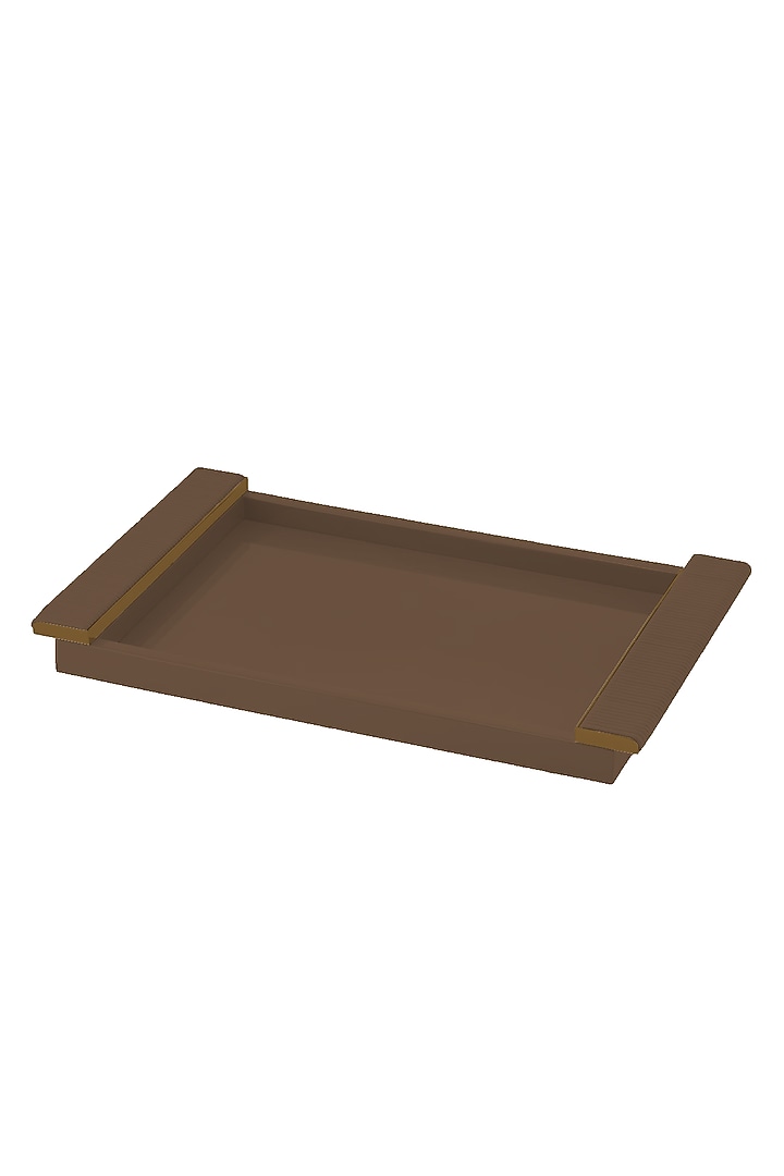 Taupe Woven Leather Tray by Maison Sia at Pernia's Pop Up Shop
