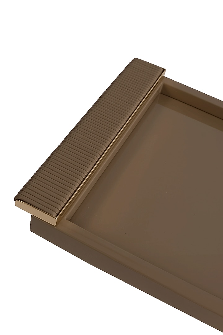 Taupe Woven Leather Tray by Maison Sia at Pernia's Pop Up Shop