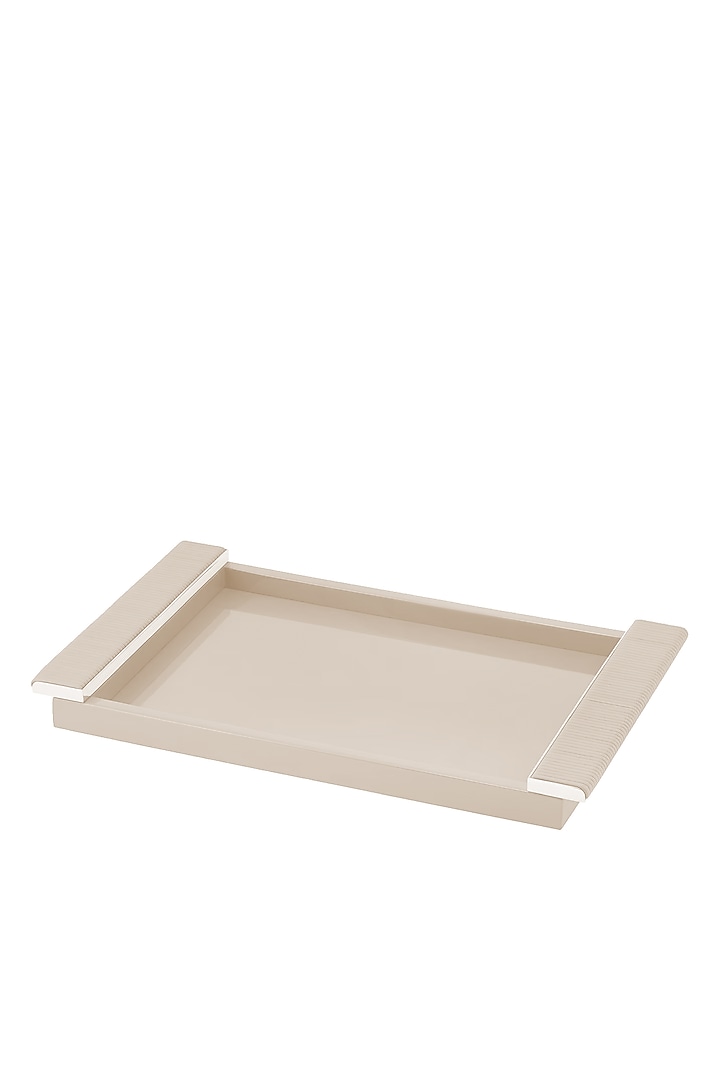 Ivory Woven Leather Tray by Maison Sia at Pernia's Pop Up Shop