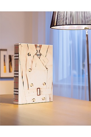 Taupe Brown Linen Coffee Table Book by Maison Sia