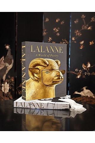 Taupe & Black Linen Coffee Table Book by Maison Sia
