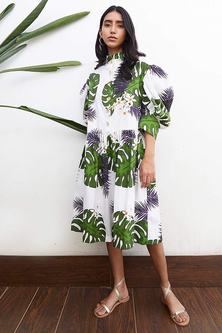Multi-Colored Printed Midi Summer Dress by Studio Moda India at Pernia's Pop Up Shop