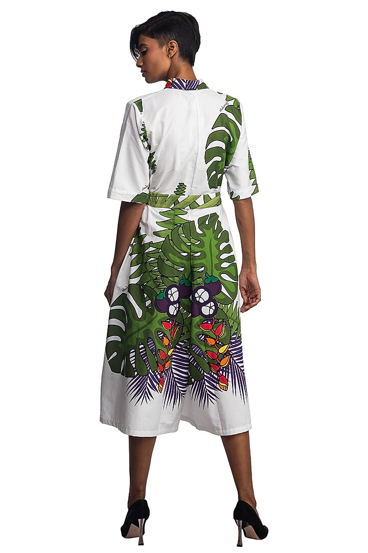 White Cotton Printed Jumpsuit by Studio Moda India at Pernia's Pop Up Shop
