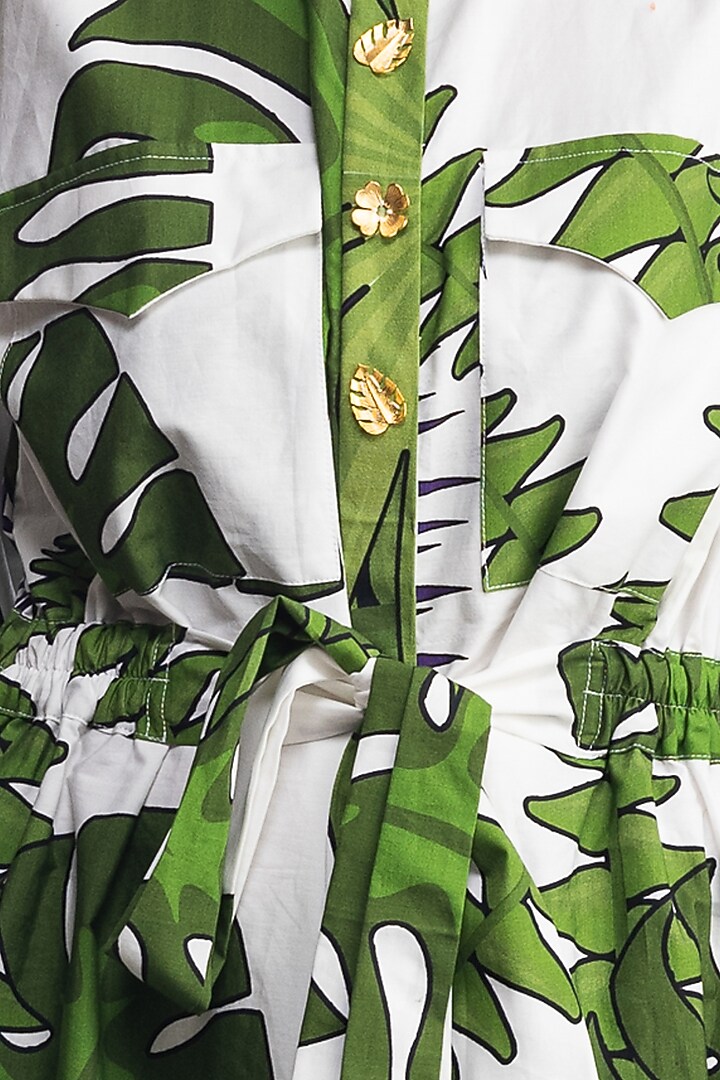 White Cotton Printed Jumpsuit by Studio Moda India at Pernia's Pop Up Shop