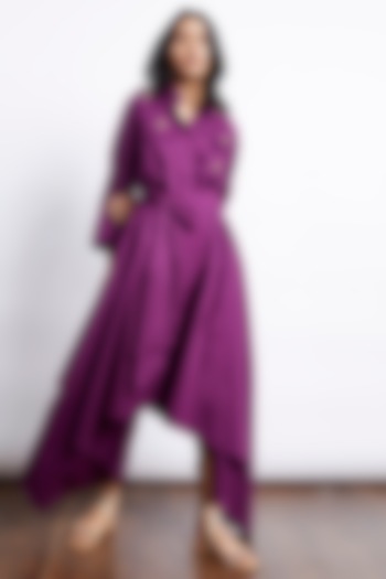 Magenta Cotton Cape Dress by Studio Moda India