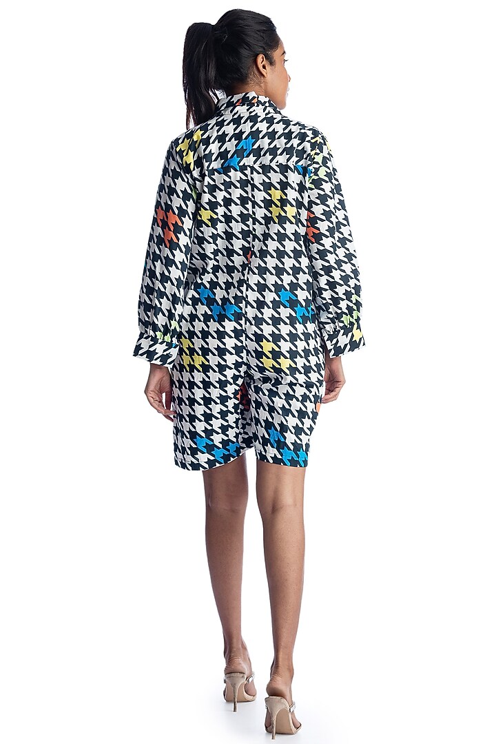 White & Blue Printed Playsuit by Studio Moda India at Pernia's Pop Up Shop