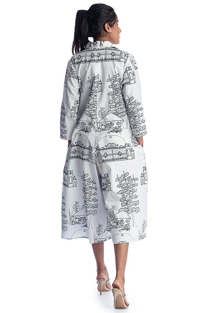 White Printed Jumpsuit by Studio Moda India at Pernia's Pop Up Shop