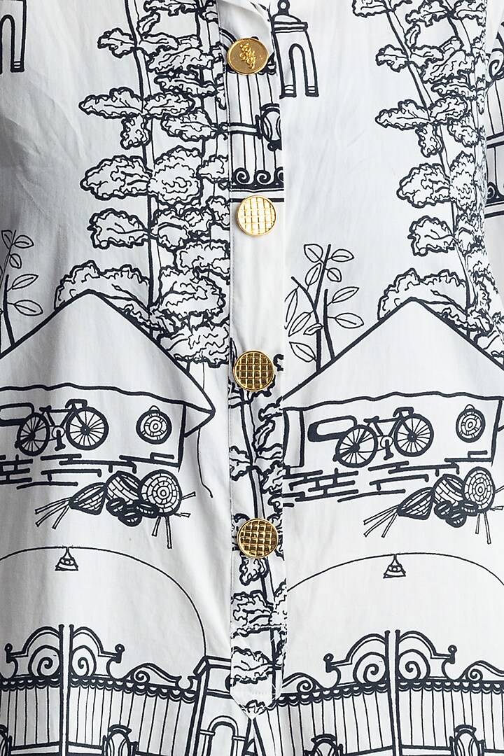 White Printed Jumpsuit by Studio Moda India at Pernia's Pop Up Shop