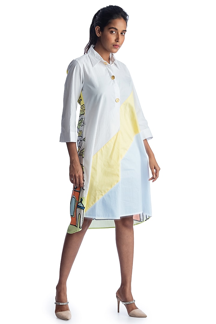 White Striped Midi Dress by Studio Moda India