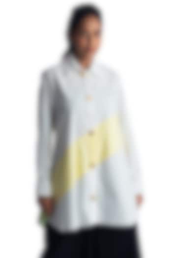White & Yellow Striped Shirt by Studio Moda India