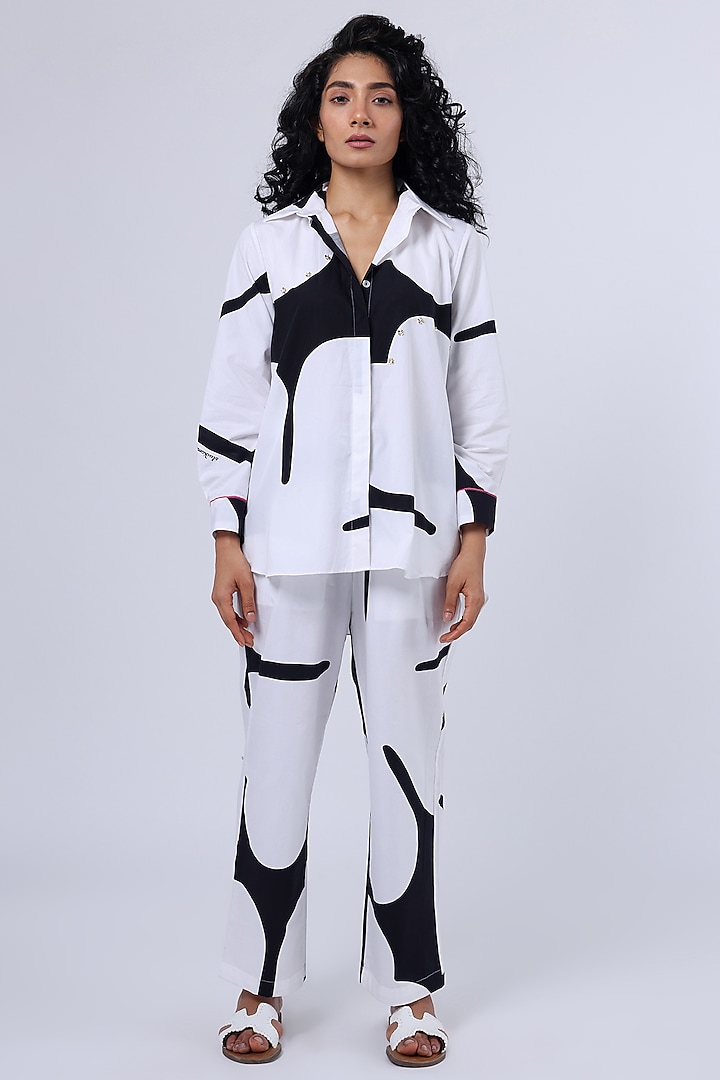 Black & White Cotton Printed Shirt by Studio Moda India at Pernia's Pop Up Shop