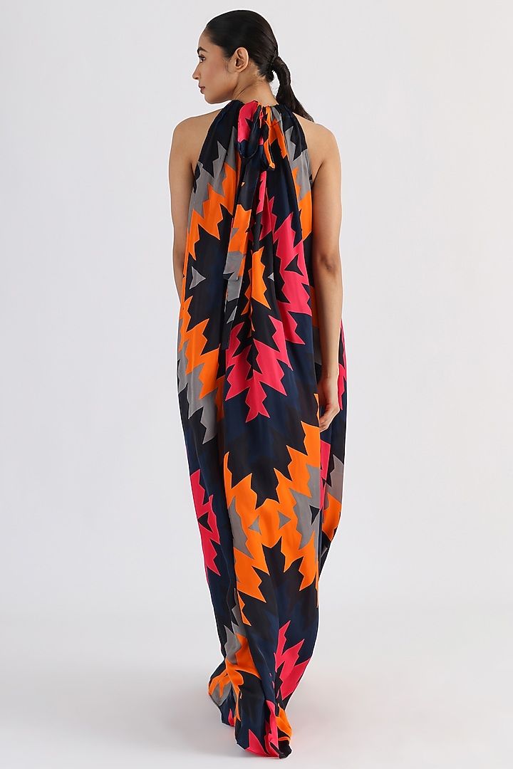 Black Bemberg Printed Halter Summer Dress by Studio Moda India at Pernia's Pop Up Shop