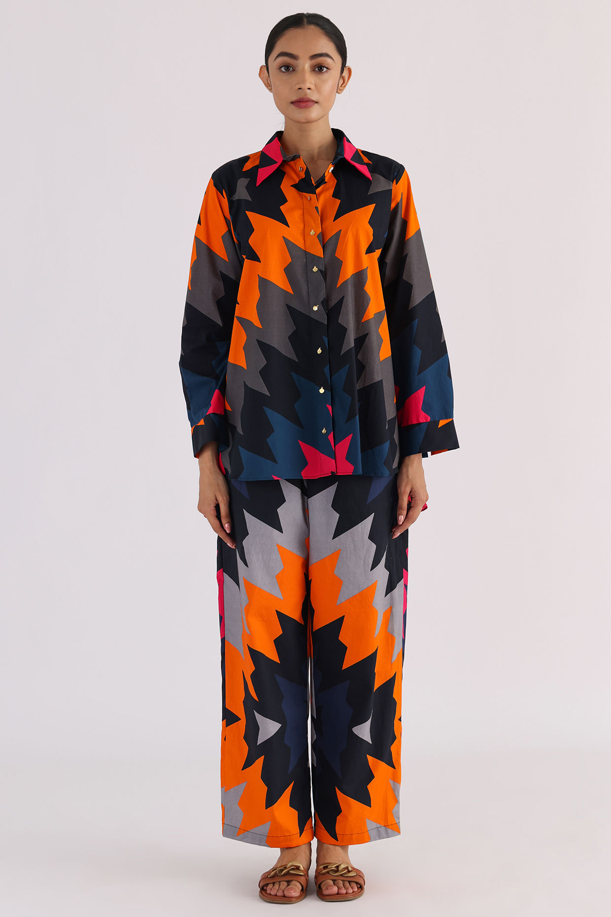 Multi-Colored Poplin Printed A-Line Shirt by Studio Moda India at Pernia's Pop Up Shop