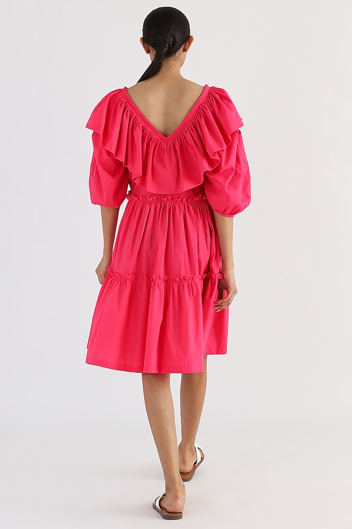 Pink Cotton Frilled Summer Dress by Studio Moda India at Pernia's Pop Up Shop