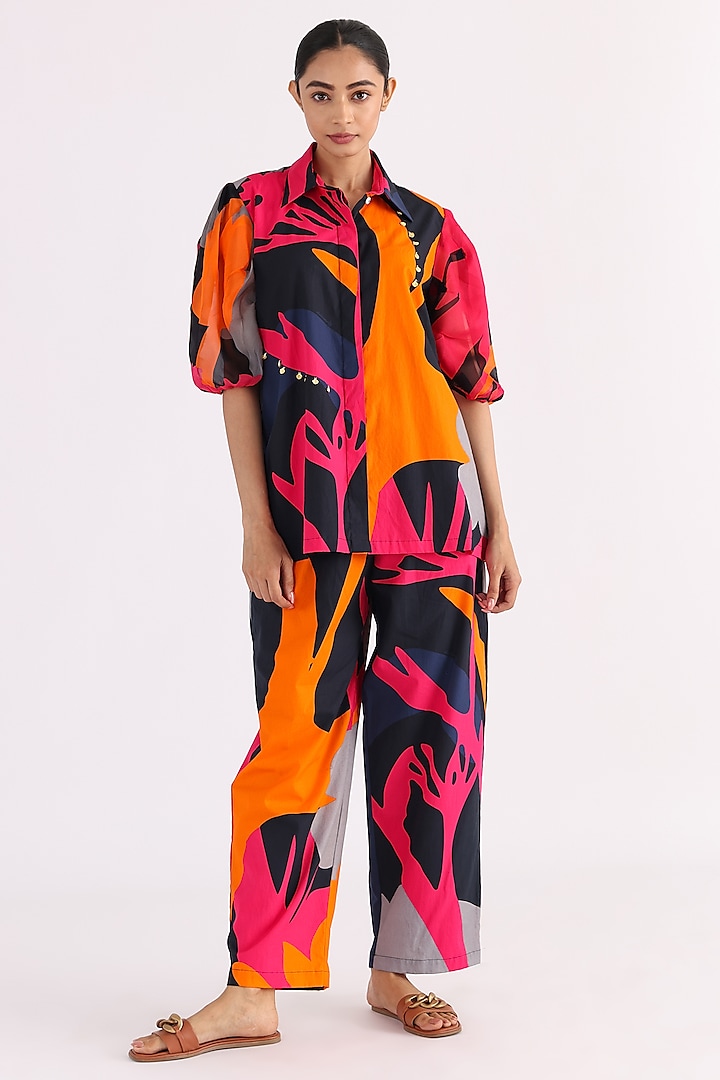 Black Poplin Printed Shirt by Studio Moda India at Pernia's Pop Up Shop